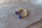 Gold IP Minimalist Stone 12G 10G Amethyst Natural 5mm Stones Horseshoe Septum Ring Surgical Steel Barbell Piercing 12mm