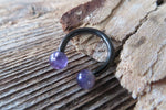 Black IP Minimalist Stone 12G 10G Amethyst Natural 5mm Stones Horseshoe Septum Ring Surgical Steel Barbell Piercing 12mm