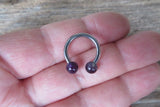 Gold IP Minimalist Stone 12G 10G Amethyst Natural 5mm Stones Horseshoe Septum Ring Surgical Steel Barbell Piercing 12mm