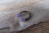 Gold IP Minimalist Stone 12G 10G Amethyst Natural 5mm Stones Horseshoe Septum Ring Surgical Steel Barbell Piercing 12mm