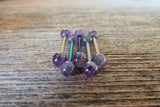 Minimalist Surgical Steel Amethyst Natural 5mm Stone Barbell Nipple Rings Industrial 14G (1.6mm) Piercing