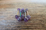 Minimalist Rose Gold IP Surgical Steel Amethyst Natural 5mm Stone Barbell Nipple Rings Industrial 14G (1.6mm) Piercing