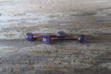 Minimalist Rainbow IP Surgical Steel Amethyst Natural 5mm Stone Barbell Nipple Rings Industrial 14G (1.6mm) Piercing