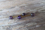 Minimalist Gold IP Surgical Steel Amethyst Natural 5mm Stone Barbell Nipple Rings Industrial 14G (1.6mm) Piercing