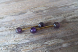 Minimalist Gold IP Surgical Steel Amethyst Natural 5mm Stone Barbell Nipple Rings Industrial 14G (1.6mm) Piercing