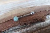 Minimalist Green Aventurine & Amethyst Natural 5mm Stone Barbell Tongue Ring 14g (1.6mm) Piercing