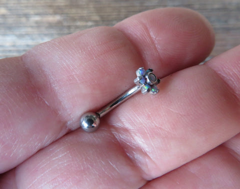 Purple Opal Floating Minimalist Petite Custom Lengths Flower Belly Ring 14g VCH Internally Threaded Piercing