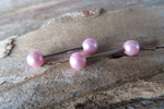 14G Pink Pearl Surgical Steel Pearl Nipple Piercing Set Pair