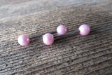 14G Pink Pearl Surgical Steel Pearl Nipple Piercing Set Pair