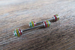 Rasta 100% Surgical Steel 316L Barbell Nipple Ring Industrial 14G (1.6mm) Piercing All Lengths