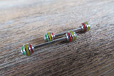 Rasta 100% Surgical Steel 316L Barbell Nipple Ring Industrial 14G (1.6mm) Piercing All Lengths