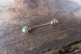 Rasta 100% Surgical Steel 316L Barbell Nipple Ring Industrial 14G (1.6mm) Piercing All Lengths