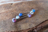 14G White 3mm 4mm Opal Pronged Surgical Steel Internally Threaded Nipple Barbell Cartilage 14G (1.6mm) Piercing