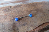 14G Blue 4mm Opal Pronged Surgical Steel Internally Threaded Nipple Barbell Cartilage 14G (1.6mm) Piercing