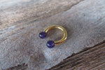 Gold IP Minimalist Stone 12G 10G Amethyst Natural 5mm Stones Horseshoe Septum Ring Surgical Steel Barbell Piercing 12mm