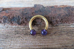 Gold IP Minimalist Stone 12G 10G Amethyst Natural 5mm Stones Horseshoe Septum Ring Surgical Steel Barbell Piercing 12mm