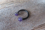 Black IP Minimalist Stone 12G 10G Amethyst Natural 5mm Stones Horseshoe Septum Ring Surgical Steel Barbell Piercing 12mm