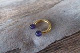 Black IP Minimalist Stone 12G 10G Amethyst Natural 5mm Stones Horseshoe Septum Ring Surgical Steel Barbell Piercing 12mm