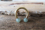 Gold IP Minimalist Stone 12G 10G Green Aventurine Natural 5mm Stones Horseshoe Septum Ring Surgical Steel Barbell Piercing 12mm