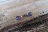 Minimalist Rose Gold IP Petite Amethyst Natural 5mm Stone Belly Ring Curve 14G (1.6mm) Piercing