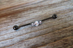 Triple Crystal Surgical Steel 316L Barbell Industrial Small Balls 14G (1.6mm) Piercing