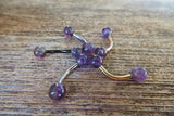 Minimalist Rose Gold IP Petite Amethyst Natural 5mm Stone Belly Ring Curve 14G (1.6mm) Piercing