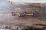 Minimalist Gold IP Surgical Steel Amethyst Natural 5mm Stone Barbell Nipple Rings Industrial 14G (1.6mm) Piercing