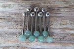 Minimalist Green Aventurine Natural 5mm Stone Barbell Tongue Ring 14g (1.6mm) Piercing