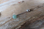 Minimalist Green Aventurine & Amethyst Natural 5mm Stone Barbell Tongue Ring 14g (1.6mm) Piercing