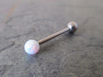 Titanium Ti6Al4V ELI Implant Grade Barbell Fire Opal Tongue Ring 14g (1.6mm) Piercing Custom Lengths