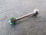 Purple Fire Opal 100% Surgical Steel Stone Barbell Tongue Ring 14G (1.6mm) Piercing Custom Lengths