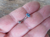 White Opal Floating Minimalist Petite Custom Lengths Flower Belly Ring 14g VCH Internally Threaded Piercing