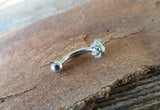 White Opal Floating Minimalist Petite Custom Lengths Flower Belly Ring 14g VCH Internally Threaded Piercing