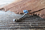 White Opal Floating Minimalist Petite Custom Lengths Flower Belly Ring 14g VCH Internally Threaded Piercing