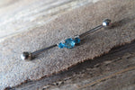 Triple Crystal Rose Gold Ion Plated Surgical Steel 316L Barbell Industrial Small Balls 14G (1.6mm) Piercing