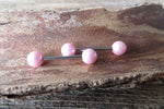 14G Pink Pearl Surgical Steel Pearl Nipple Piercing Set Pair