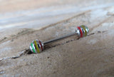 Rasta 100% Surgical Steel 316L Barbell Nipple Ring Industrial 14G (1.6mm) Piercing All Lengths