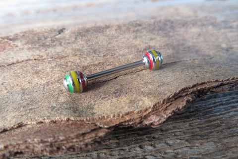 Rasta 100% Surgical Steel 316L Barbell Nipple Ring Industrial 14G (1.6mm) Piercing All Lengths