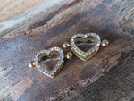 Gold Ion Plated Chunky Heart Gems 14G or 16G Nipple Shields Pair