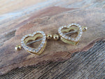 Gold Ion Plated Chunky Heart Gems 14G or 16G Nipple Shields Pair