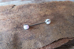 14G White 3mm 4mm Opal Pronged Surgical Steel Internally Threaded Nipple Barbell Cartilage 14G (1.6mm) Piercing