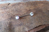 14G White 3mm 4mm Opal Pronged Surgical Steel Internally Threaded Nipple Barbell Cartilage 14G (1.6mm) Piercing