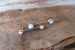 14G White 3mm 4mm Opal Pronged Surgical Steel Internally Threaded Nipple Barbell Cartilage 14G (1.6mm) Piercing