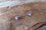 16G Purple 3mm 4mm Opal Pronged Surgical Steel Internally Threaded Nipple Barbell Cartilage 16G (1.2mm) Piercing