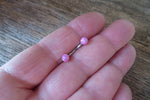 Pink Opal Floating Minimalist Belly Ring 14g VCH Internally Threaded Piercing Custom Lengths