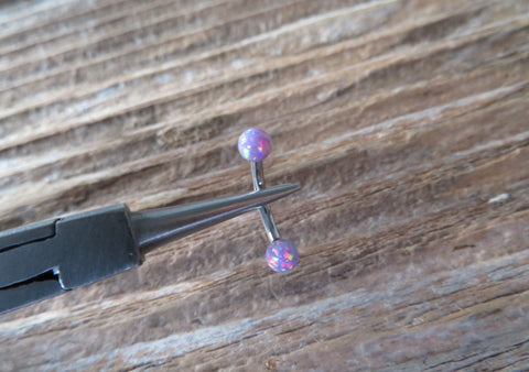 Purple Opal Floating Minimalist Belly Ring 14g VCH Internally Threaded Piercing Custom Lengths