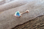 Silver Ion Plated Large Heart Aurora Borealis Zirconia Belly Ring 14g (1.6mm) Piercing