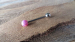 Purple Fire Opal 100% Surgical Steel Stone Barbell Tongue Ring 14G (1.6mm) Piercing Custom Lengths