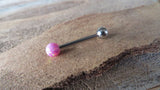 Purple Fire Opal 100% Surgical Steel Stone Barbell Tongue Ring 14G (1.6mm) Piercing Custom Lengths