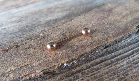 14G Rose Gold Ion Plated Basic Barbell Surgical Steel Barbell Nipple Ring Tongue Ring Bridge 14G (1.6mm) Piercing